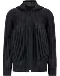 Pleats Please Issey Miyake - Pleats Please Issey Miyake Fluffy Basics Hooded Cardigan - Lyst