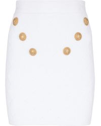 Balmain - Knit Button-Detail Mini Skirt - Lyst