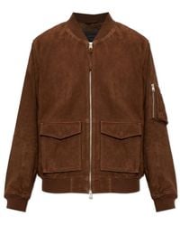 AllSaints - Suede Bomber Jacket - Lyst