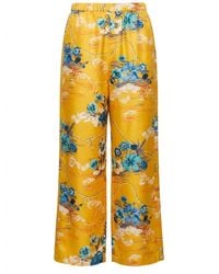 Gucci - Printed Silk Twill Leisure Pants - Lyst
