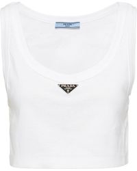 Prada - Jersey Cropped Top - Lyst