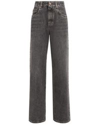 Brunello Cucinelli - Authentic Denim Contemporary Loose Trousers With Monili - Lyst