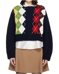 Ganni - Wool Blend Diamond Pattern Knit Sweater - Lyst
