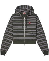 KENZO - 'Boke Flower' Stripes Short Zip-Up Hoodie - Lyst