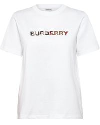 Burberry - Checked Logo Crewneck T-Shirt - Lyst