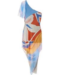 Donde Esteban - One-Shoulder Asymmetric Printed Silk-Chiffon Mini Dress - Lyst