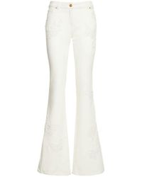 Blumarine - Embroidered Low Waist Denim Flare Jeans - Lyst