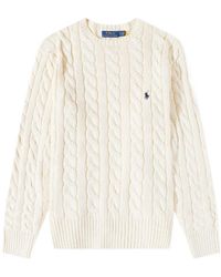 Polo Ralph Lauren - Logo Embroidered Cable-Knit Jumper - Lyst