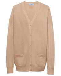 Prada - Triangle-Logo V-Neck Cardigan - Lyst