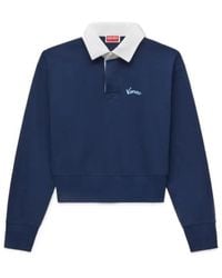 KENZO - Varsity Embroidered Long Sleeve Polo Shirt - Lyst