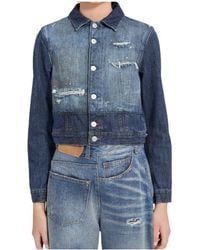 MM6 by Maison Margiela - Cropped Denim Jacket - Lyst