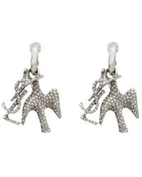 Saint Laurent - Cassandre Dove Charm Hoop Earrings - Lyst