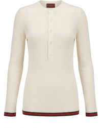 Gucci - Silk Crewneck Sweater With Web Ribbon - Lyst