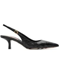 Burberry - Crocodile-Effect Leather Dame Slingback Pumps - Lyst