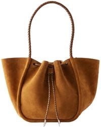 Proenza Schouler - Large Leather-Trimmed Ruched Suede Tote - Lyst