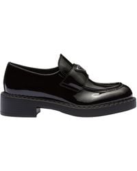 Prada - Triangle Logo Slip-On Loafers - Lyst