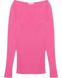 Balenciaga - Sweetheart Neckline Knit Top - Lyst