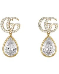 Gucci - Gg Marmont Crystal Drop Earrings - Lyst