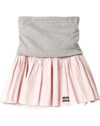 Miu Miu - Jersey And Poplin Skirt - Lyst