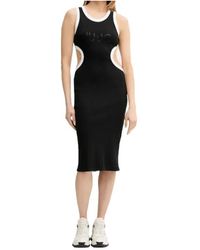 Liu Jo - Cut-Out Ribbed Midi Dress - Lyst