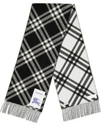 Burberry - Checkered Fringe Scarf - Lyst
