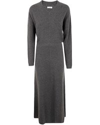 Brunello Cucinelli - V-Neck Knitted Midi Dress - Lyst