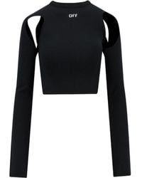 Off-White c/o Virgil Abloh - Logo Printed Cut-Out Detailed Top - Lyst