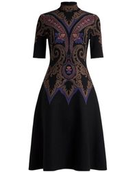 Etro - Paisley-Pattern Mock-Neck Midi Dress - Lyst