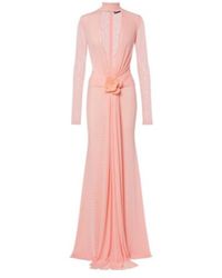 David Koma - Draped Floral-Applique Mesh Gown - Lyst