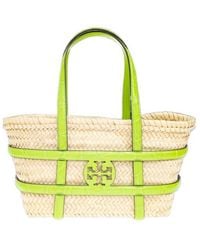 Tory Burch - Small Ella Straw Basket Bag - Lyst