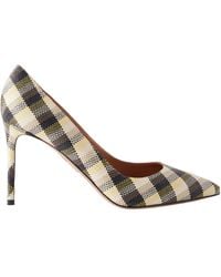 Aquazzura - Purist 85 Checked Raffia Pumps - Lyst