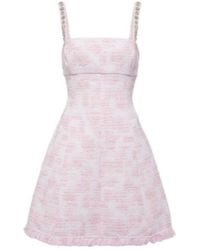 Oscar de la Renta - Crystal-Embellished Tweed Minidress - Lyst