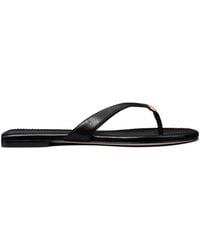 Tory Burch - Capri Logo Plaque Thong Sandals - Lyst