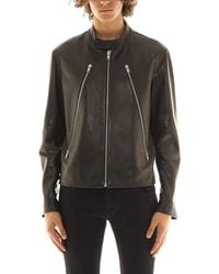 Maison Margiela - Mock Neck Leather Jacket - Lyst