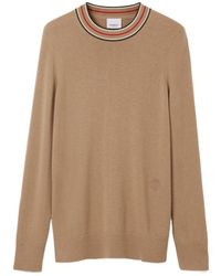Burberry - Striped Detailed Crewneck Jumper - Lyst