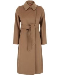 Max Mara - 'Ecollag' Belted Coat With Collar With Buttons In - Lyst