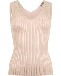 Peserico - Ribbed Knit V-Neck Top - Lyst