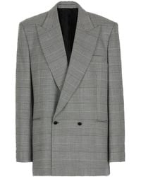 Balmain - Houndstooth Double-Breasted Wool-Blend Blazer - Lyst