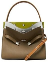 Tory Burch - Small Lee Radziwill Pebbled Colorblock Double Tote Bag - Lyst