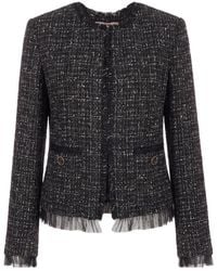 Twinset - Fringe Detailed Tweed Jacket - Lyst