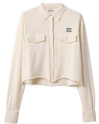 Miu Miu - Button-Up Cropped Knitted Cardigan - Lyst