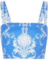 Borgo De Nor - Didi Printed Cropped Cotton-Poplin Top - Lyst