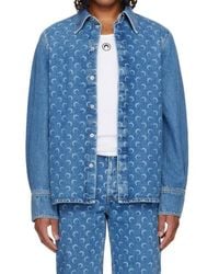 Marine Serre - Moon Laser Wash Denim Ls Shirt - Lyst