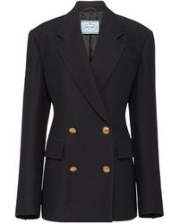 Prada - Double Breasted Long Sleeved Blazer - Lyst