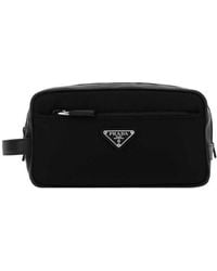 Prada - Re-Nylon And Saffiano Leather Travel Pouch - Lyst