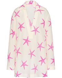 Valentino - All-Over Star Patterned V-Neck Dress - Lyst