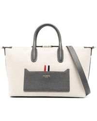 Thom Browne - Logo Printed Zipped Tote Bag - Lyst