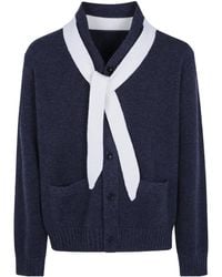Sacai - Scarf-Detail Wool Cardigan - Lyst