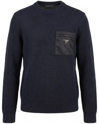 Prada - Logo Pocket Knitted Jumper - Lyst