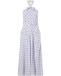 Alessandra Rich - Belted Polka-Dot Bow-Detail Silk Midi Dress - Lyst